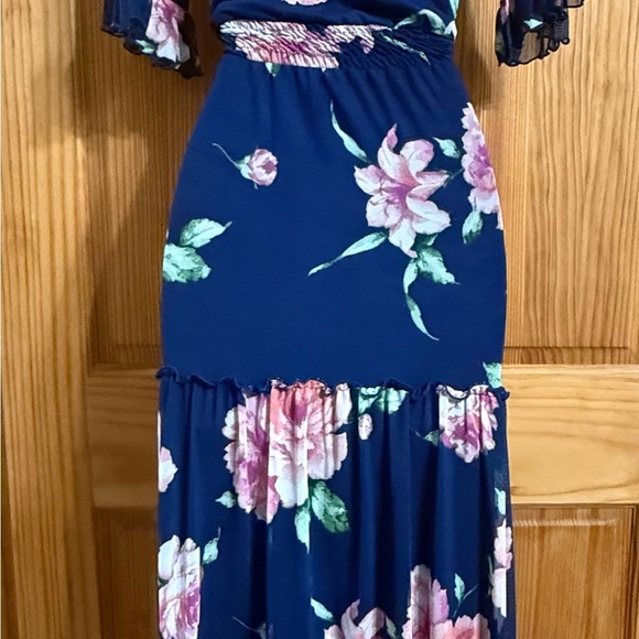 Kate and Lily Navy Pink Green Floral Rose Tiered Maxi Dress – Women’s Size 6 - Picture 3 of 9